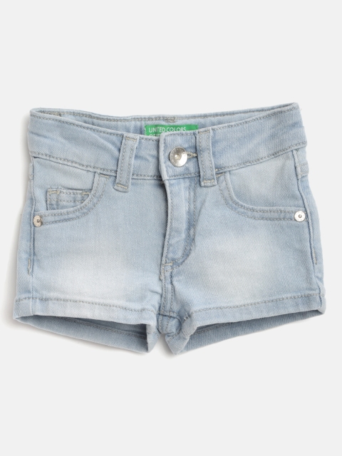 

United Colors of Benetton Girls Blue Washed Regular Fit Denim Shorts