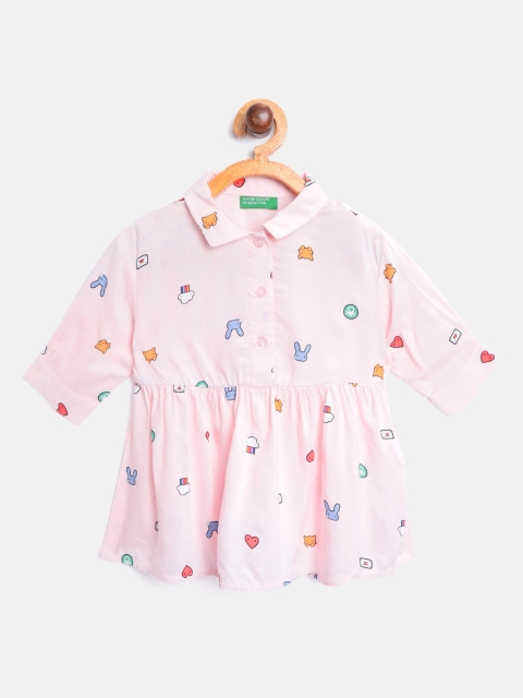 

United Colors of Benetton Girls Pink Printed Shirt Dress