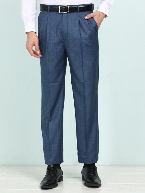 

Park Avenue Men Blue Regular Fit Solid Formal Trousers