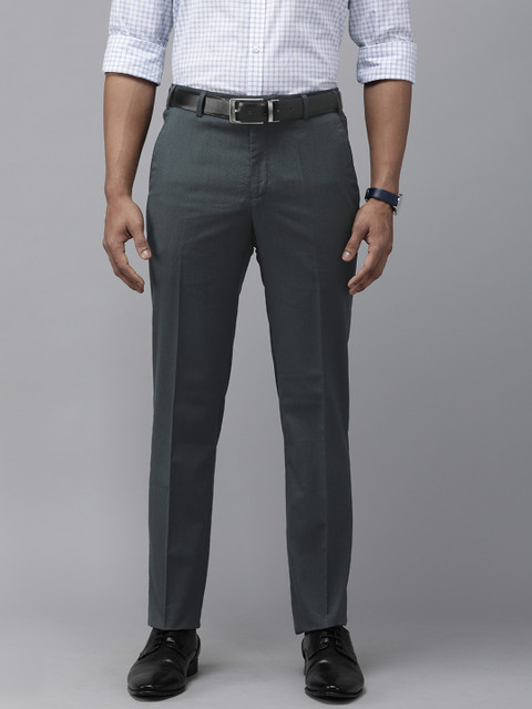 

Park Avenue Men Charcoal Grey Super Slim Fit Solid Formal Trousers
