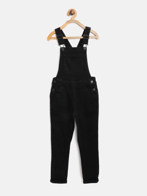 

Marks & Spencer Girls Black Solid Sustainable Denim Dungarees
