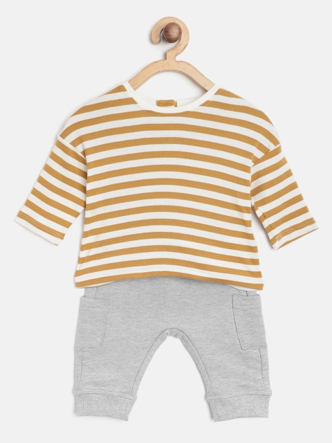 

Marks & Spencer Infant Kids Mustard Brown & White Striped Sustainable Clothing Set