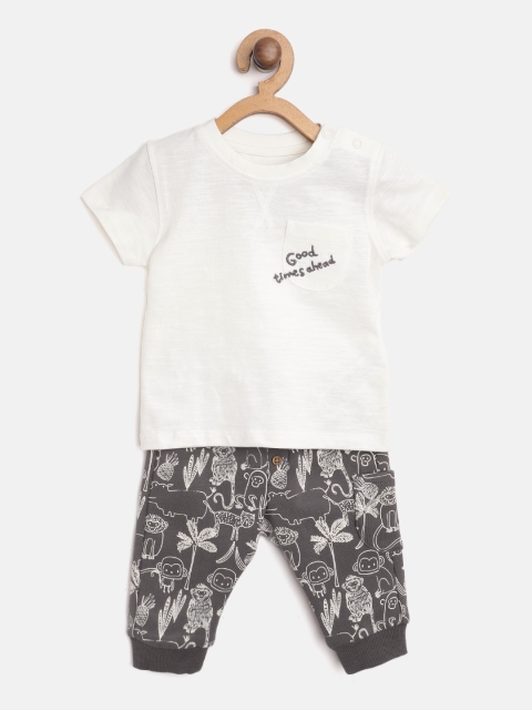 

Marks & Spencer Infant Kids White & Charcoal Grey Printed Sustainable Clothing Set