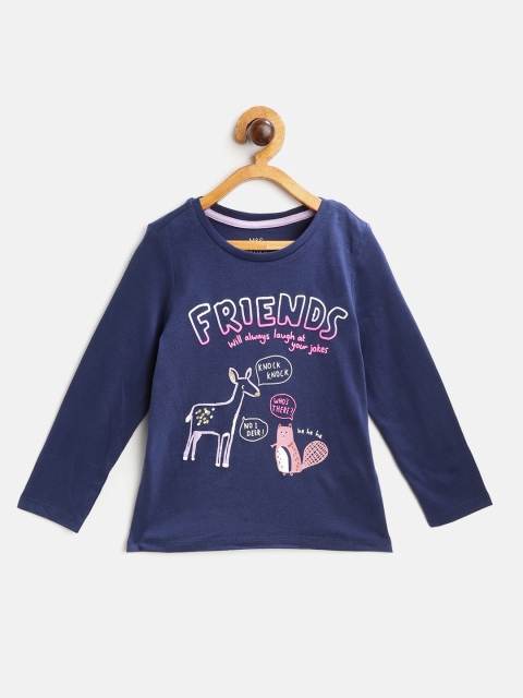 

Marks & Spencer Girls Navy Blue Pure Cotton Printed Sustainable Round Neck T-shirt