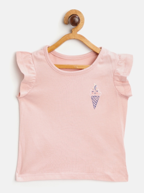 

Marks & Spencer Girls Pink Solid Pure Cotton Top with Ice-Cream Applique Detail