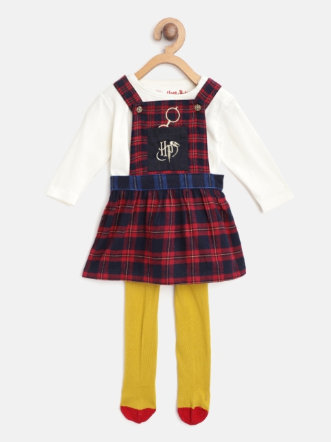 

Marks & Spencer Infant Girls Red & Navy Blue Cotton Dress & T-Shirt with Stockings