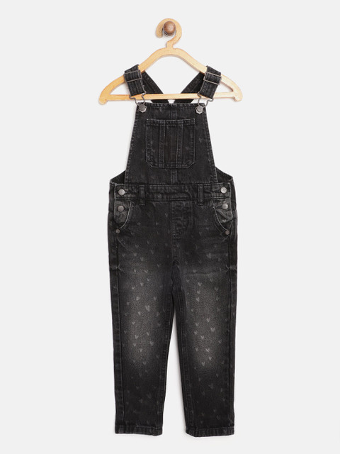 

Marks & Spencer Girls Black Faded Pure Cotton Sustainable Denim Dungarees