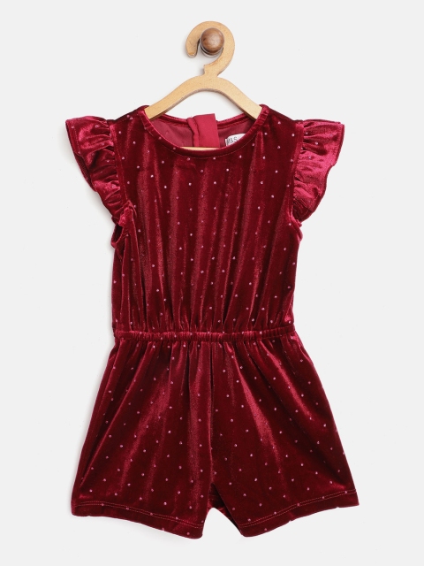 

Marks & Spencer Girls Burgundy Velvet Finish Glitter Detail Rompers