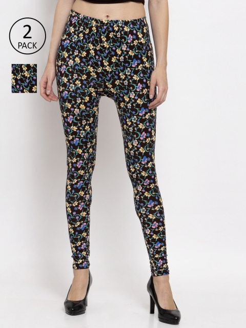 

KLOTTHE Women Pack Of 2 Printed Ankle-Length Leggings, Black