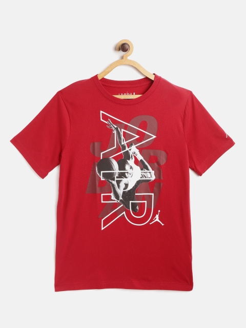 

Jordan Boys Red Pure Cotton Over The Top Air Logo Print Pure Cotton T-shirt