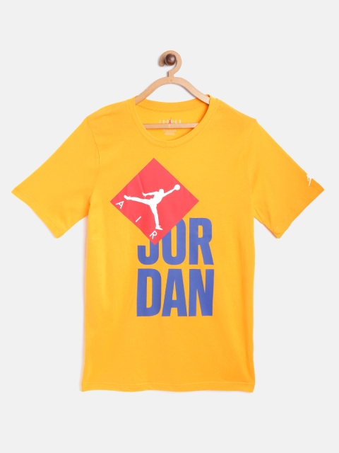 

Jordan Boys Mustard Yellow Blue Pure Cotton BOF Logo Print Pure Cotton T-shirt