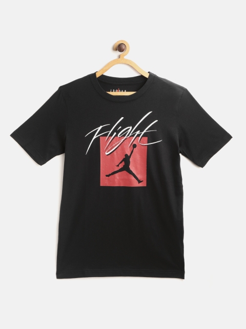 

Jordan Boys Black & Maroon Brand Logo Print Jumpman Flight Crew Basketball T-shirt