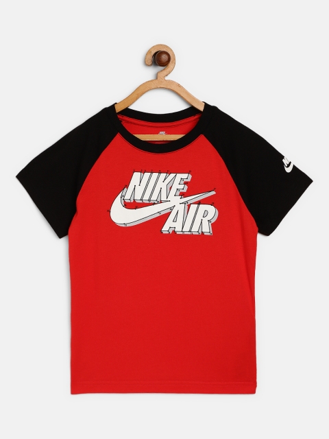 

Nike Boys Red Black Pure Cotton Brand Logo Print Futura Connect Dots Pure Cotton T-shirt