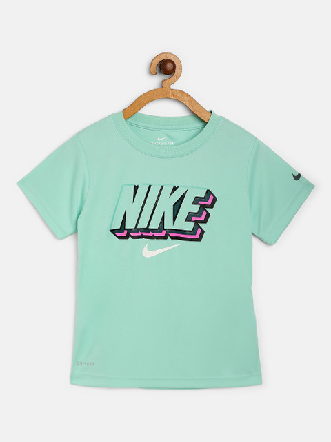 

Nike Boys Sea Green Brand Logo Printed Block Knockout Round Neck T-shirt