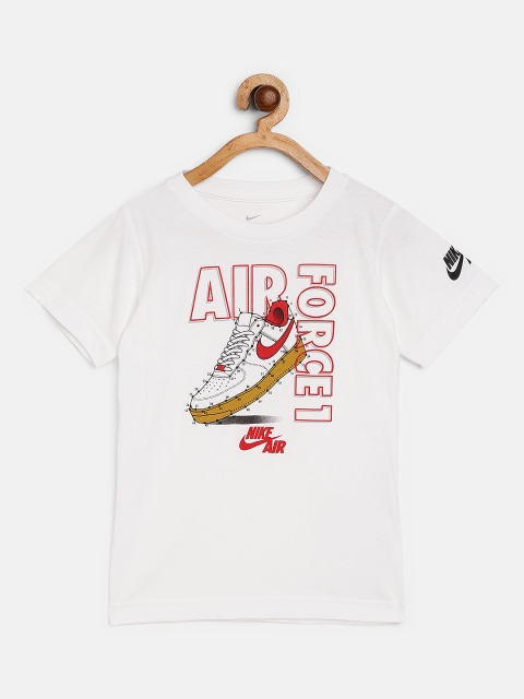 

Nike Boys White Red Graphic Print Air Force 1 Connect The Dots Pure Cotton T-shirt