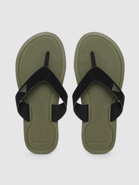 

ADIDAS Men Black & Olive Green Thong Flip-Flops