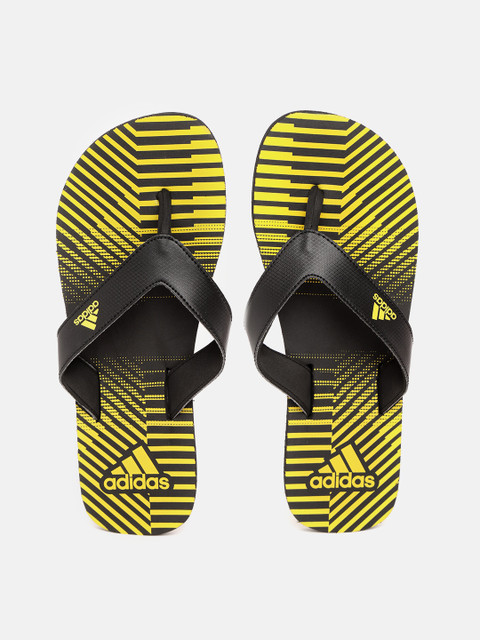 

ADIDAS Men Black & Yellow Beach Print Max out 19 Thong Flip-Flops