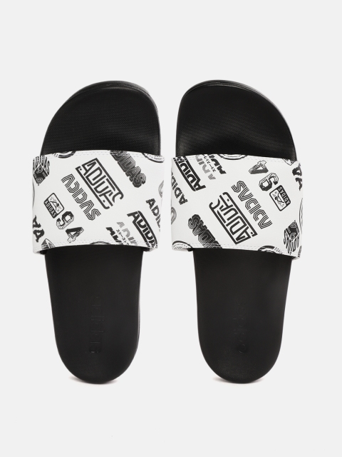

ADIDAS Men White & Black Printed Adilette Comfort Sliders