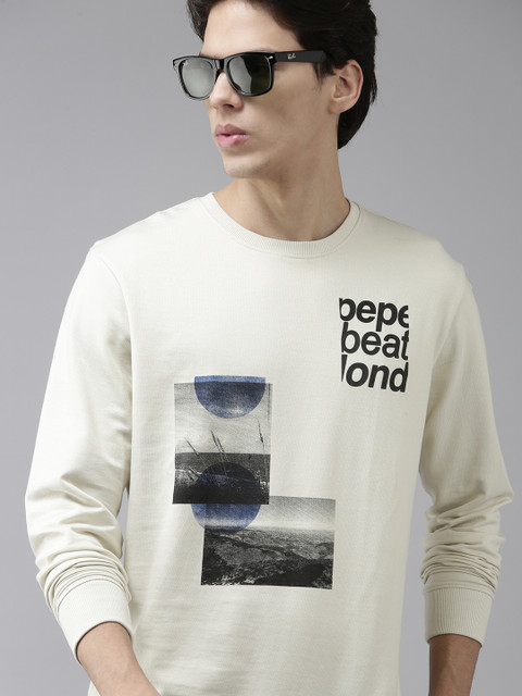 

BEAT LONDON by PEPE JEANS Men White Printed Sweatshirt