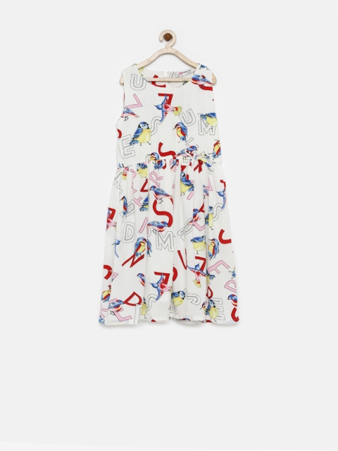 

Peppermint Girls White Printed Fit & Flare Dress