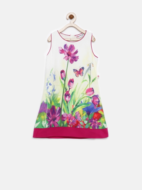 

Peppermint Girls Off-White & Magenta A-Line Dress