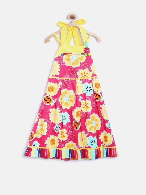 

Peppermint Girls Pink Halter-Neck Printed Fit & Flare Dress