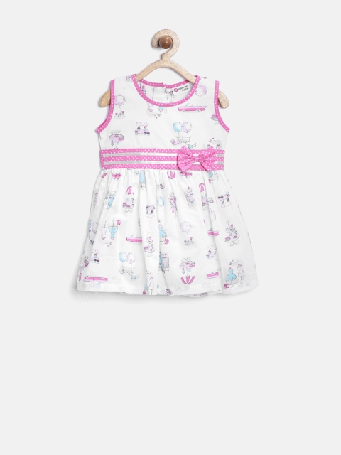 

Peppermint Girls White Printed Fit & Flare Dress