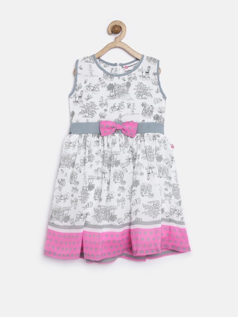 

Peppermint Girls White Polyester Printed Fit & Flare Dress
