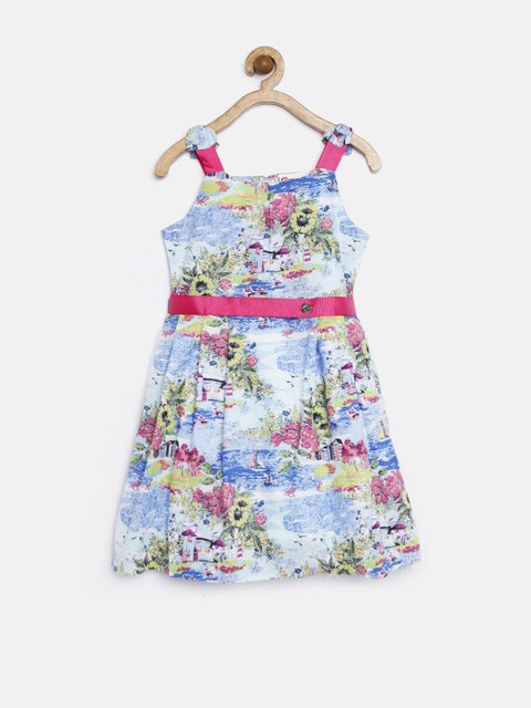 

Peppermint Girls Multicoloured Landscape Print Fit & Flare Dress, Multi