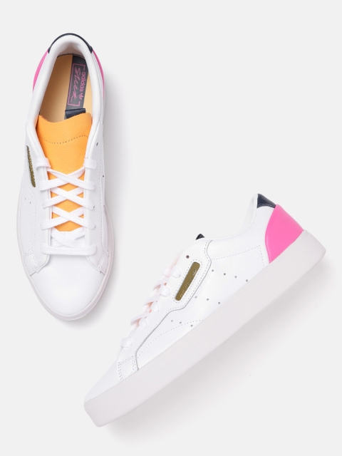

ADIDAS Originals Women White Textured Leather Sleek Sneakers