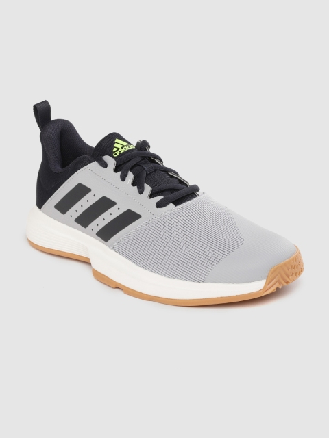 

ADIDAS Men Grey & Black Woven Design Essence Indoor Shoes