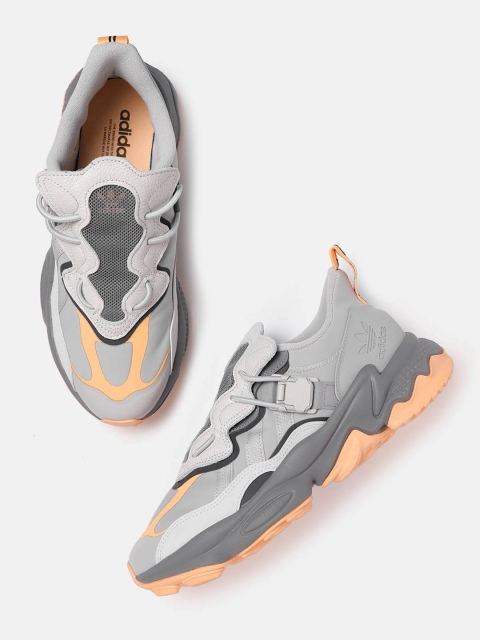 

ADIDAS Originals Men Grey & Peach-Coloured Printed Ozweego NS Sneakers