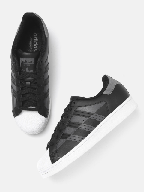 

ADIDAS Originals Men Black & Charcoal Grey Superstar Sneakers