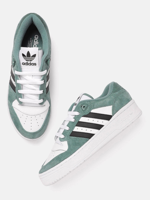 

ADIDAS Originals Men Green & White Leather Excluding Trims Rivalry Low Q2 Sneakers