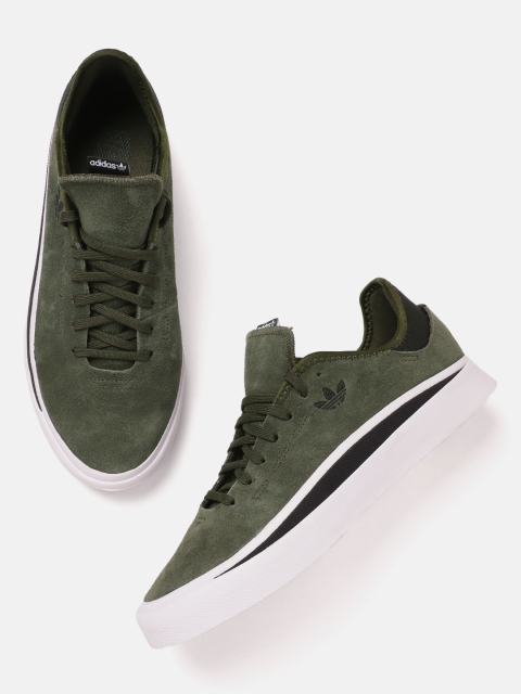 

ADIDAS Originals Unisex Olive Green Solid Leather Sabalo Sneakers