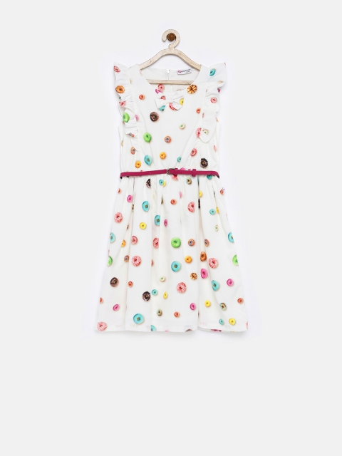 

Peppermint Girls White Printed Fit & Flare Dress