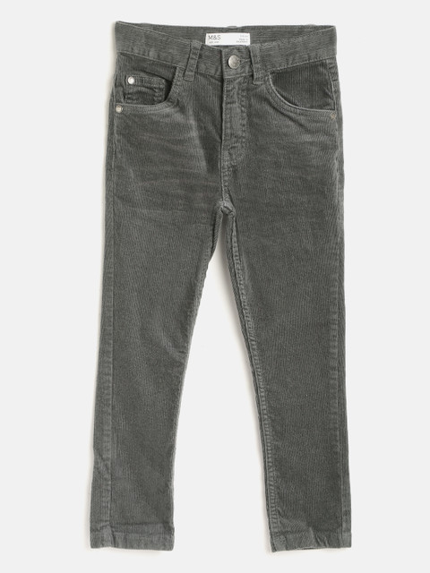 

Marks & Spencer Boys Charcoal Grey Corduroy Regular Fit Solid Sustainable Trousers
