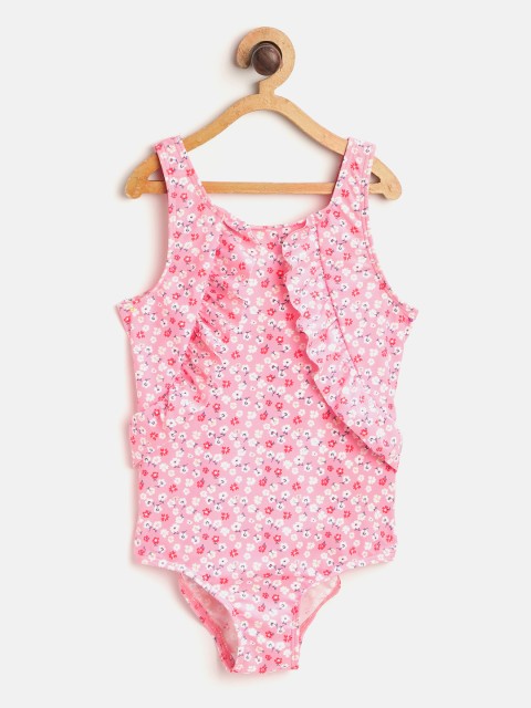 

Marks & Spencer Girls Pink & White Floral Print Swim Bodysuit