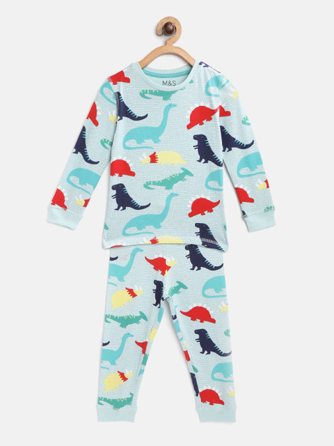 

Marks & Spencer Boys Blue & Green Dinosaur Print Night suit