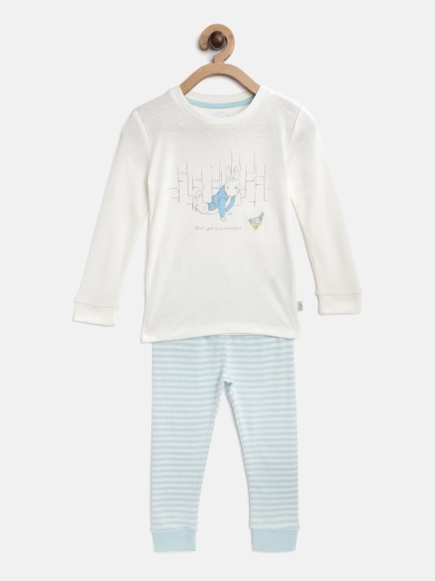 

Marks & Spencer Girls White & Blue Pure Cotton Peter Rabbit Print Night suit