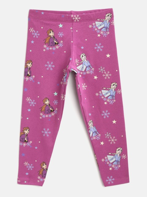 

Marks & Spencer Girls Purple & Blue Elsa & Anna Print Ankle-Length Leggings