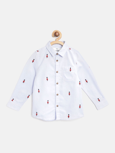 

Marks & Spencer Boys Blue & Red Regular Fit Self Design Casual Shirt