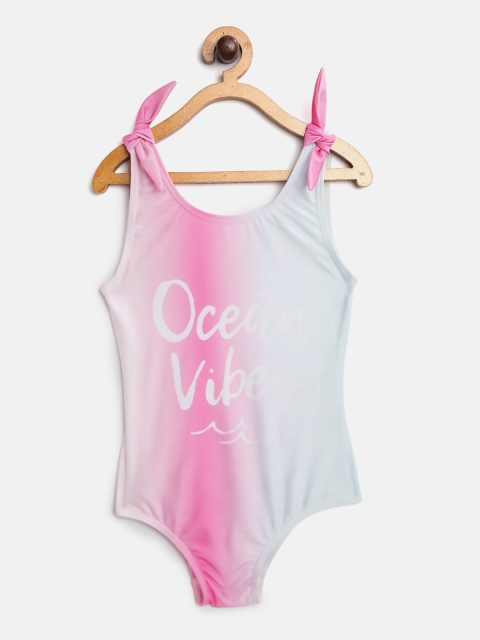 

Marks & Spencer Girls Pink & Grey Ombre Dyed Swim Body Suit Engineered with UPF 50+