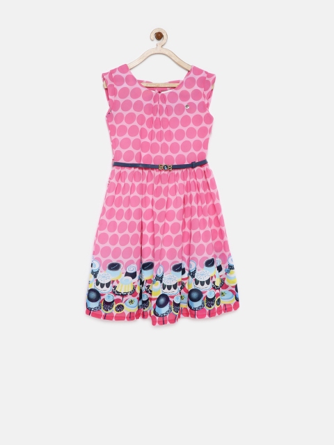 

Peppermint Girls Pink Printed Fit & Flare Dress