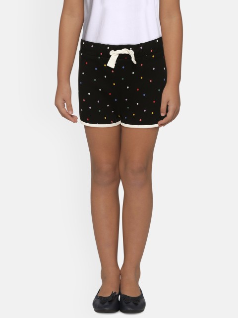 

Marks & Spencer Girls Black Ditsy Dots Print Pure Cotton Regular Fit Shorts