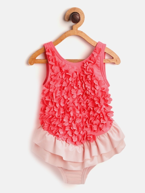

Marks & Spencer Girls Coral Pink Floral Applique Swim Bodysuit