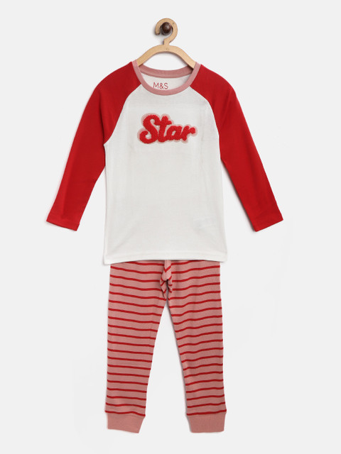 

Marks & Spencer Girls White & Red Applique Night suit