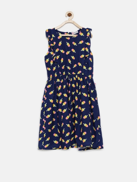 

Peppermint Girls Navy Popsicle Print Fit & Flare Dress, Navy blue