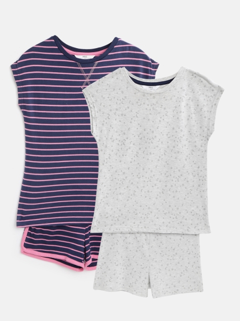

Marks & Spencer Girls Pack of 2 Pure Cotton Night Suits, Grey melange