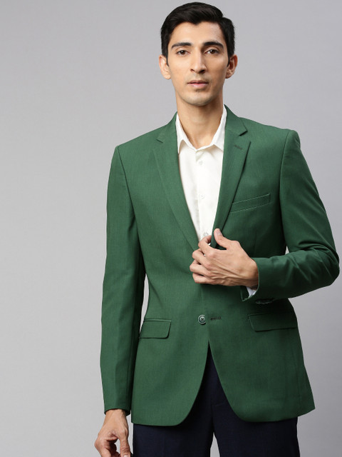 

Raymond Men Green Solid Single-Breasted Standard Slim Fit Formal Blazer